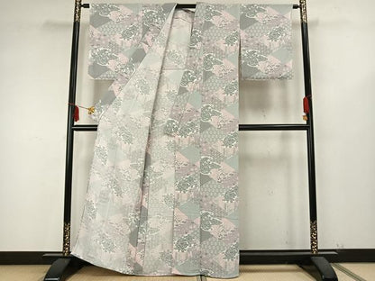 平和屋着物▽小紋 単衣 辻が花 洗える着物 未使用 AABB2109fy