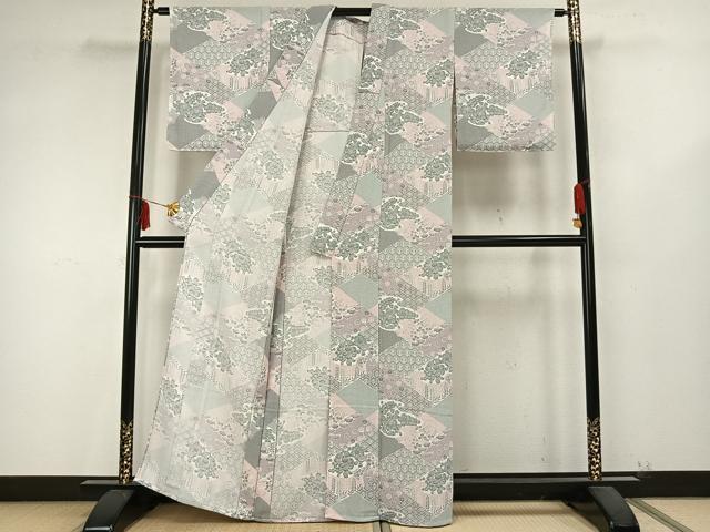 平和屋着物▽小紋 単衣 辻が花 洗える着物 未使用 AABB2109fy