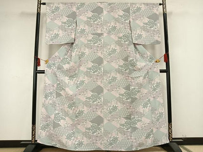 平和屋着物▽小紋 単衣 辻が花 洗える着物 未使用 AABB2109fy