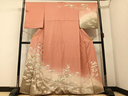 平和屋着物●訪問着　友禅　駒刺繍　松竹梅　暈し染め　金彩　正絹　逸品　AABB3653ph