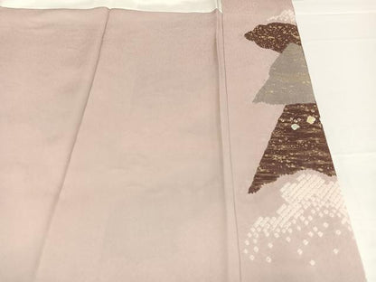 平和屋着物●訪問着　絞り　刺繍　草花文　金彩　正絹　逸品　未使用　AABB3642ph