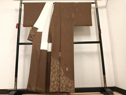 平和屋着物●友禅作家の巨匠　浅井青仁　訪問着　色紙草花文　金彩　正絹　逸品　AABB4330ph