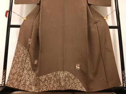 平和屋着物●友禅作家の巨匠　浅井青仁　訪問着　色紙草花文　金彩　正絹　逸品　AABB4330ph