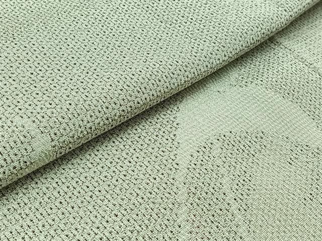 平和屋着物▽本塩沢 単衣 110亀甲 舞葉文 正絹 逸品 AABB3595jh