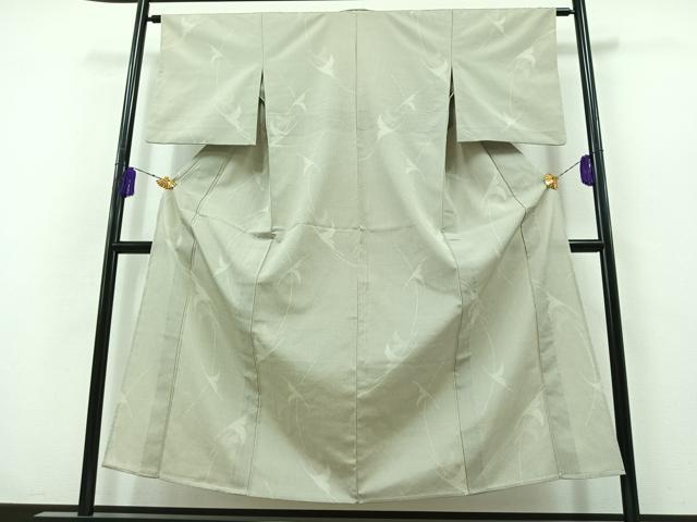 平和屋着物▽本塩沢 単衣 110亀甲 舞葉文 正絹 逸品 AABB3595jh