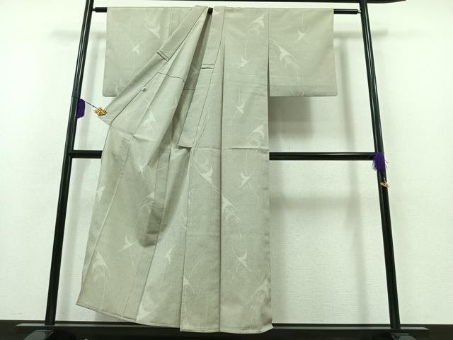 平和屋着物▽本塩沢 単衣 110亀甲 舞葉文 正絹 逸品 AABB3595jh