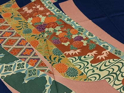 平和屋着物▽訪問着 単衣 刺繍 短冊吉祥花文 反端付き 正絹 逸品 AABB3583jh