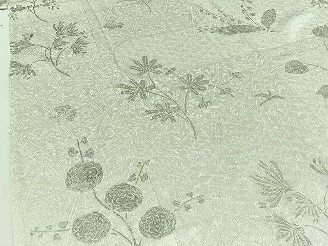 平和屋着物▽上質な小紋 単衣 花鳥文 蝶 金銀彩 正絹 逸品 AABB3589jh