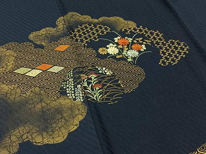 平和屋着物▽訪問着 単衣 中国三大刺繍 相良刺繍 吉祥花文 金彩 正絹 逸品 AABB3914jh