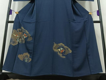 平和屋着物▽訪問着 単衣 中国三大刺繍 相良刺繍 吉祥花文 金彩 正絹 逸品 AABB3914jh