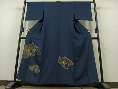 平和屋着物▽訪問着 単衣 中国三大刺繍 相良刺繍 吉祥花文 金彩 正絹 逸品 AABB3914jh