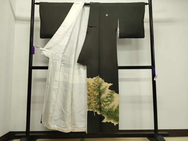 平和屋着物■豪華黒留袖　刺繍　笹竹文　暈し染め　金彩　正絹　逸品　CAAY6522gh