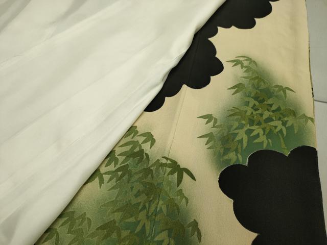 平和屋着物■豪華黒留袖　刺繍　笹竹文　暈し染め　金彩　正絹　逸品　CAAY6522gh