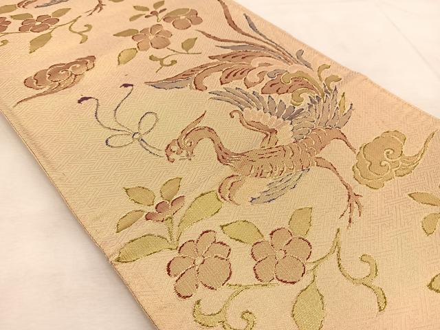 平和屋着物◎佐賀錦　六通柄袋帯　唐織　鳳凰花文　金糸　正絹　逸品　BAAU9160yc