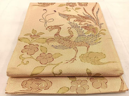 平和屋着物◎佐賀錦　六通柄袋帯　唐織　鳳凰花文　金糸　正絹　逸品　BAAU9160yc