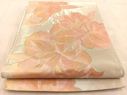 平和屋着物◎六通柄袋帯　カトレア　金銀糸　正絹　逸品　BAAU9172yc