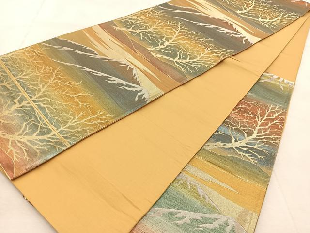 平和屋着物◎六通柄袋帯　遠山風景文　金銀糸　引箔　正絹　逸品　BAAU9195yc
