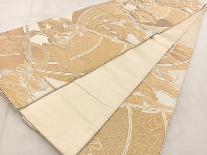 平和屋着物◎六通柄袋帯　几帳笠松文　有錦どんす　金銀糸　正絹　逸品　BAAU9297yc