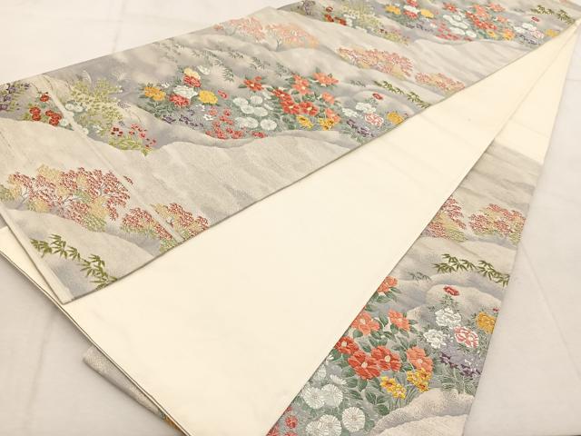 平和屋着物◎六通柄袋帯　唐織　四季の道長　正絹　逸品　BAAU9324yc