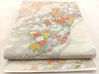 平和屋着物◎六通柄袋帯　唐織　四季の道長　正絹　逸品　BAAU9324yc