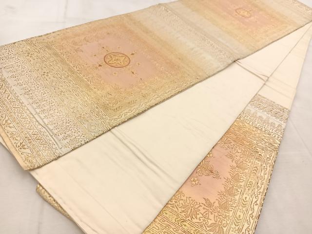 平和屋着物◎六通柄袋帯　飾花文　金糸　正絹　逸品　BAAU9356yc
