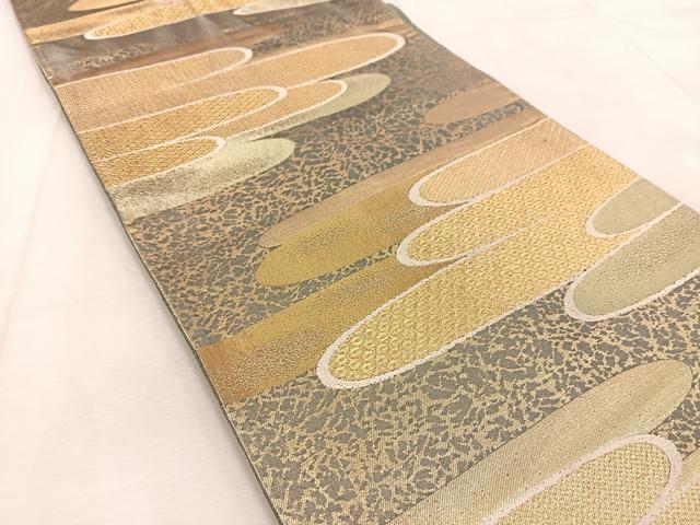 平和屋着物◎六通柄袋帯　エ霞文　金糸　正絹　逸品　BAAU9360yc