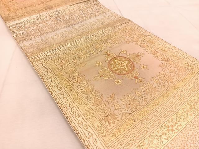 平和屋着物◎六通柄袋帯　飾花文　金糸　正絹　逸品　BAAU9356yc