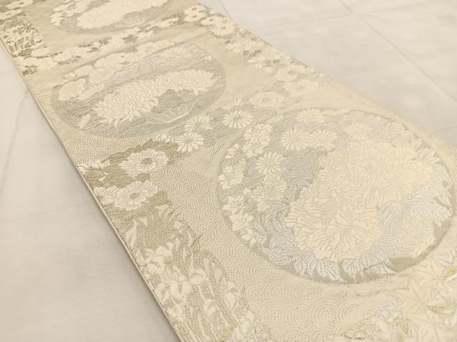 平和屋着物◎六通柄袋帯　唐織　花丸文　銀糸　正絹　逸品　BAAU9357yc
