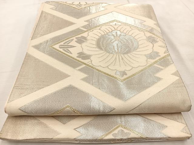平和屋着物◎六通柄袋帯　唐織　松皮菱花文　金銀糸　正絹　逸品　BAAU9372yc