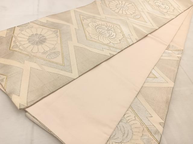 平和屋着物◎六通柄袋帯　唐織　松皮菱花文　金銀糸　正絹　逸品　BAAU9372yc