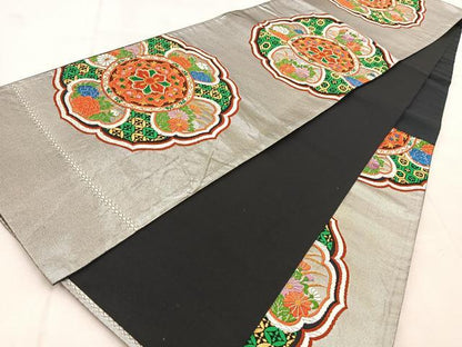 平和屋着物◎六通柄袋帯　唐織　正倉院花文　金銀糸　正絹　逸品　BAAU9397yc