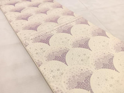 平和屋着物◎六通柄袋帯　唐織　花青海波　銀糸　正絹　逸品　BAAU9400yc