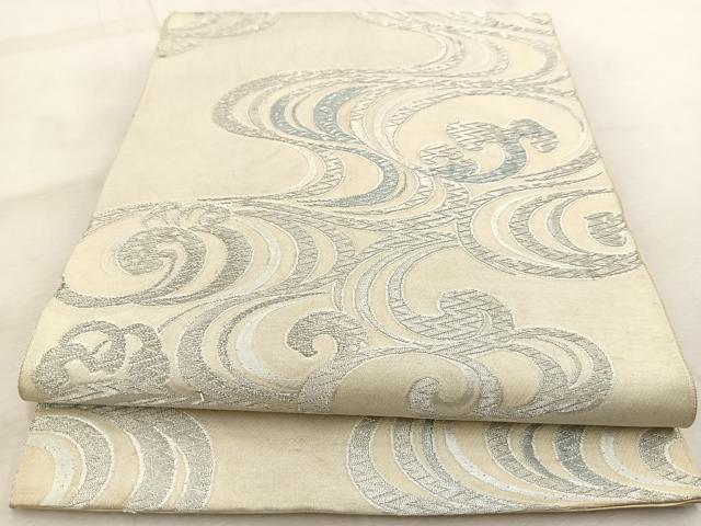 平和屋着物◎六通柄　本袋帯　唐草文　銀糸　正絹　逸品　BAAU9409yc