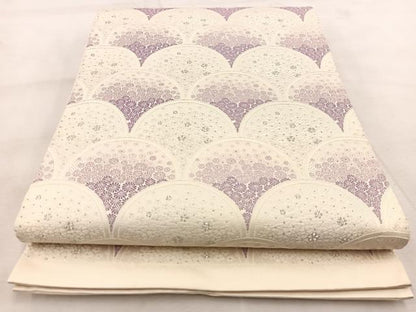 平和屋着物◎六通柄袋帯　唐織　花青海波　銀糸　正絹　逸品　BAAU9400yc