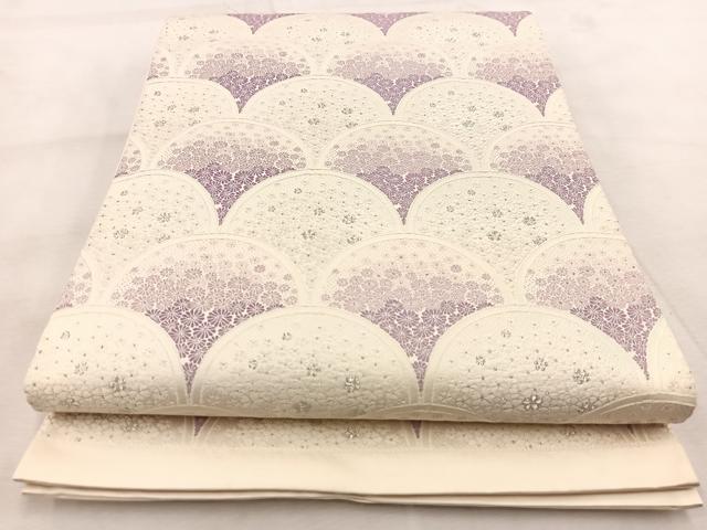 平和屋着物◎六通柄袋帯　唐織　花青海波　銀糸　正絹　逸品　BAAU9400yc