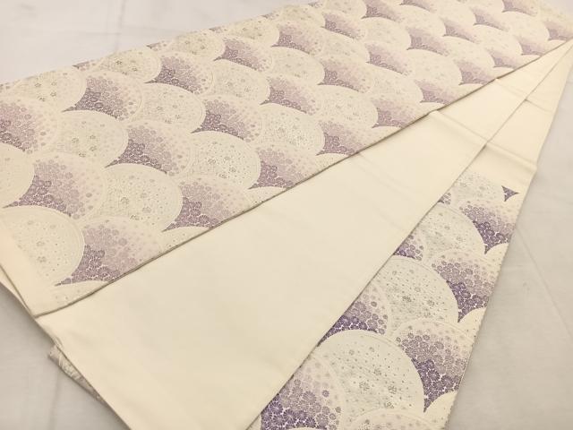 平和屋着物◎六通柄袋帯　唐織　花青海波　銀糸　正絹　逸品　BAAU9400yc