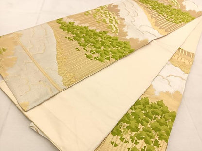 平和屋着物◎六通柄袋帯　唐織　樹林文　金銀糸　正絹　逸品　BAAU9436yc