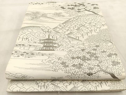 平和屋着物◎六通柄袋帯　東寺　プラチナ箔　正絹　逸品　BAAU9517yc