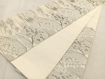 平和屋着物◎六通柄袋帯　東寺　プラチナ箔　正絹　逸品　BAAU9517yc