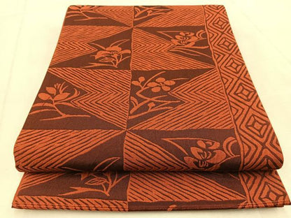 平和屋着物◎全通柄袋帯　ふくれ織　吉祥花文　正絹　逸品　BAAU9594yc