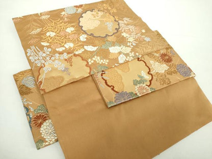 平和屋着物●つけ帯 唐織 雪輪秋草文 金銀糸 正絹 逸品 DAAX4638ps