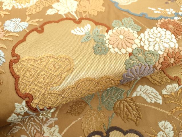 平和屋着物●つけ帯 唐織 雪輪秋草文 金銀糸 正絹 逸品 DAAX4638ps