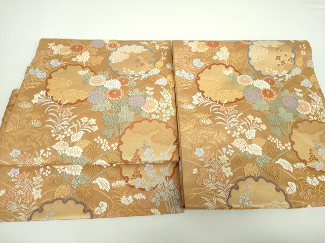 平和屋着物●つけ帯 唐織 雪輪秋草文 金銀糸 正絹 逸品 DAAX4638ps