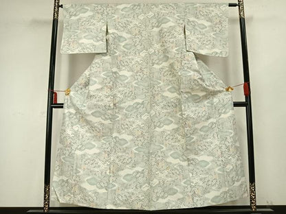 平和屋着物▽上質な紬 単衣 風景人物文 正絹 逸品 AABB2188fy