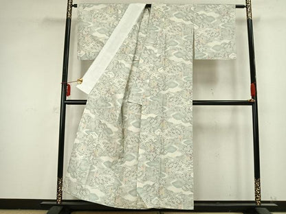 平和屋着物▽上質な紬 単衣 風景人物文 正絹 逸品 AABB2188fy