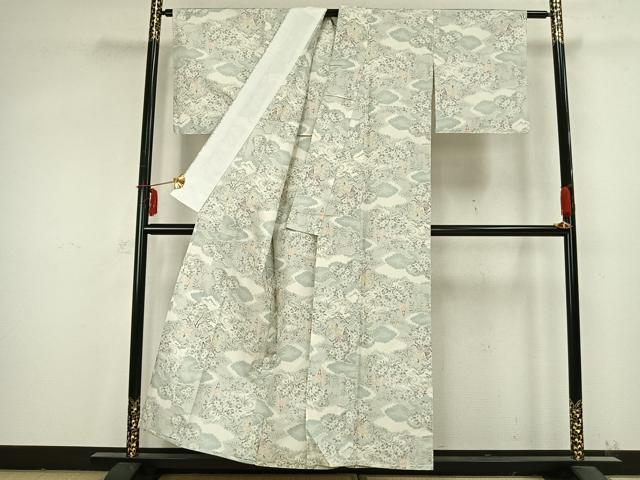 平和屋着物▽上質な紬 単衣 風景人物文 正絹 逸品 AABB2188fy