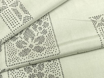 平和屋着物▽上質な紬　単衣　色紙花文　正絹　逸品　AABB2217fy