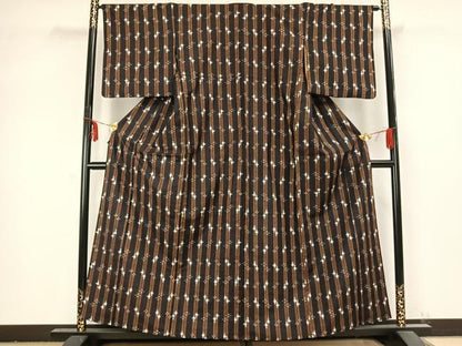 平和屋着物▽上質な紬 単衣 琉球絣 正絹 逸品 AABB2197fy