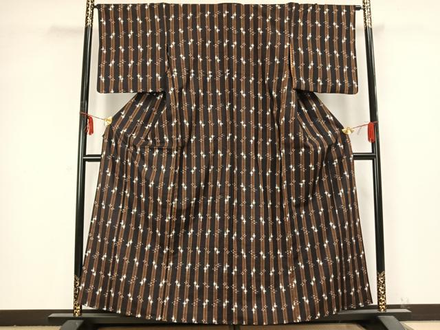 平和屋着物▽上質な紬 単衣 琉球絣 正絹 逸品 AABB2197fy