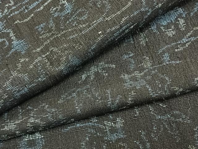 平和屋着物▽結城ちぢみ 単衣 風景草花文 正絹 逸品 AABB2198fy